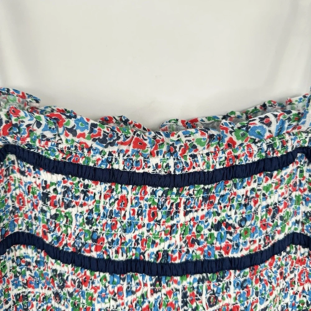 Free People NWT Bali Checked Out Gardenia Floral Romper LARGE‎ Smocked Pockets